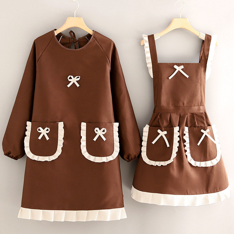 厨房长袖围裙可爱防水防油污罩衣