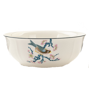 金岚玉唐山骨瓷家用9英寸大汤碗餐具大号沙拉碗金鼎大碗陶瓷汤碗