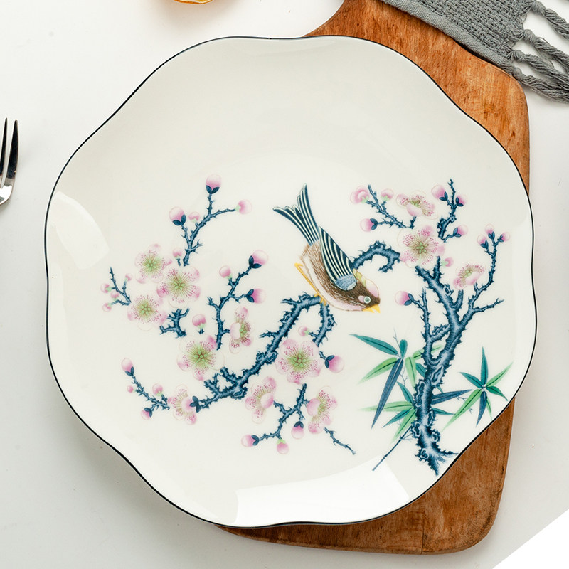 金岚玉简约骨瓷10英寸不规则盘子