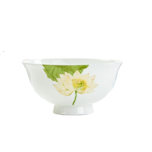 金岚玉唐山骨瓷4.5英寸高足碗饭碗高脚防烫手米饭碗小汤碗高腿碗