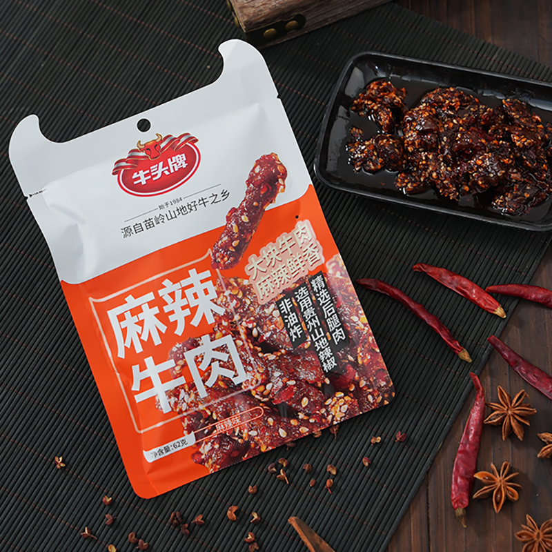 牛头牌牛肉干麻辣牛肉62克麻辣味贵州特产零食纯牛肉制作新日期
