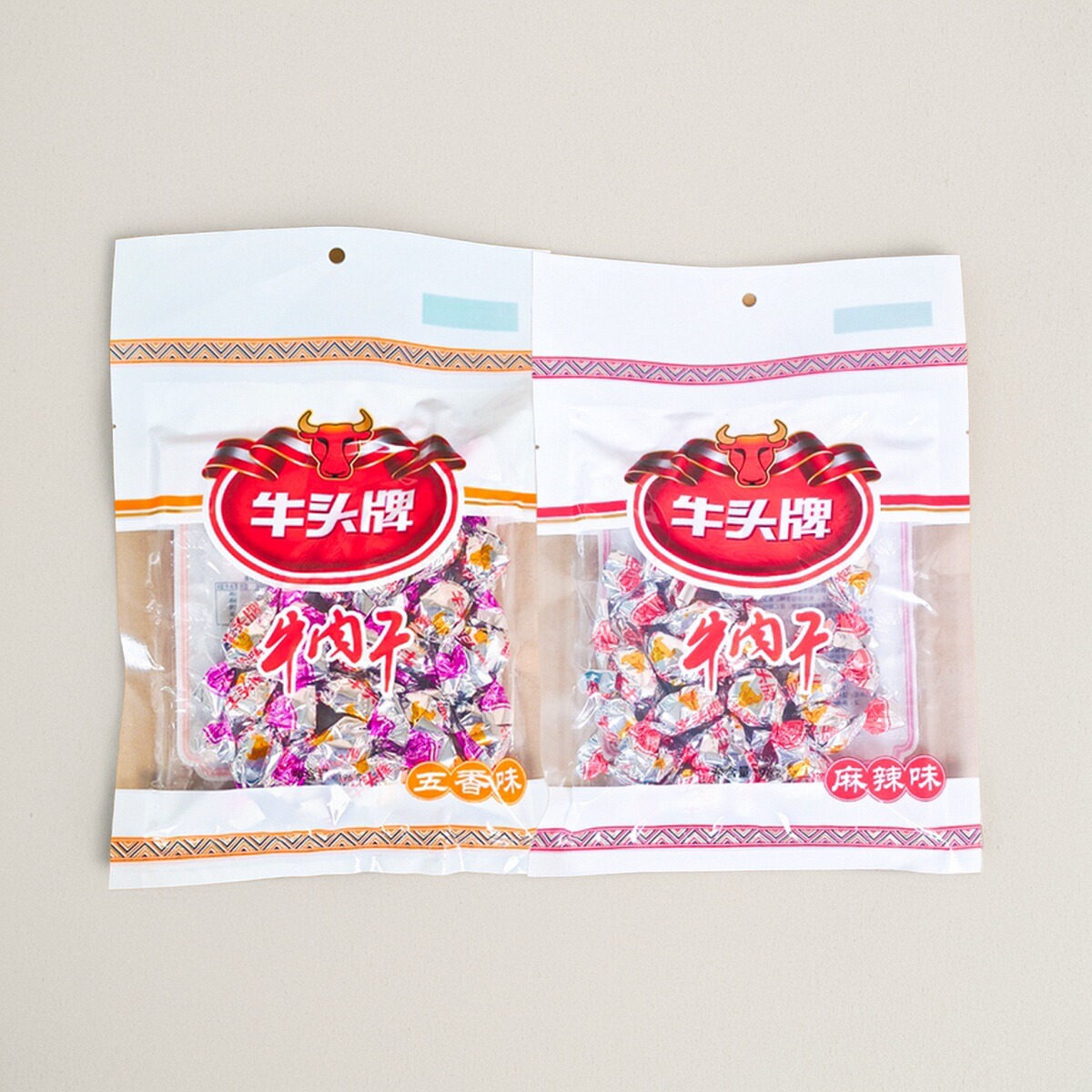 牛头牌牛肉干牛肉粒196g五香麻辣贵州年货特产独立糖纸包装真牛肉