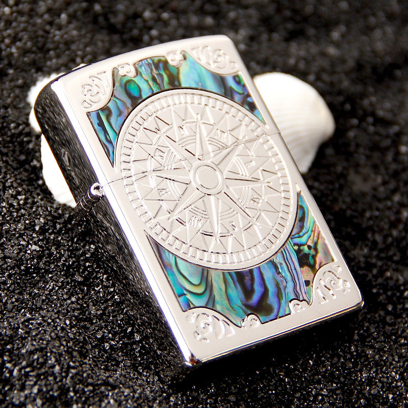 zippo打火机正版贝壳爱情海罗盘天使煤油防风男士zppo限量收藏级