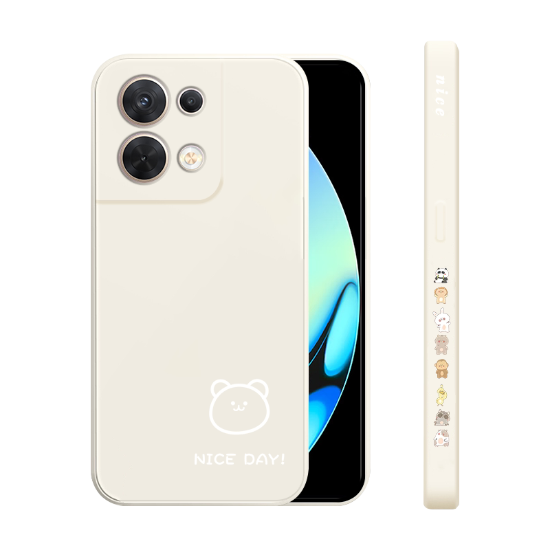 oppoReno8pro手机壳新款Reno8简约小熊小兔全包镜头reno8Pro+液态硅胶超薄防摔手机套OPPO直边男女
