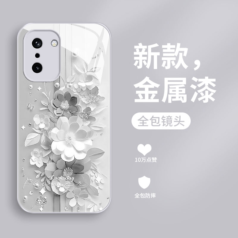 剪纸花适用一加ace6t手机壳新款液态玻璃1+ACE6T保护套oneplusace6t直边个性创意PLR110网红女款潮牌简约