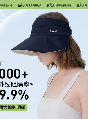 【清仓】RAU防晒帽子女款2025新款遮阳渔夫帽大帽檐空顶防紫外线