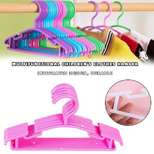 10pcs Plastic Clothes Drying Hanger With Card Slot For Kids