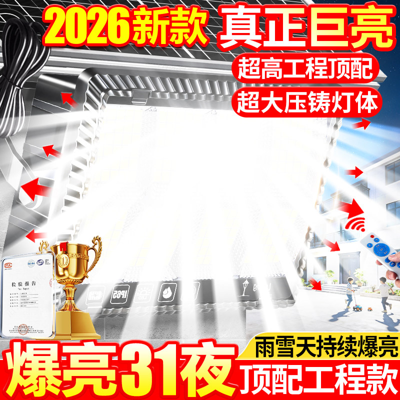 太阳能户外路灯超亮大功率强光2026新款农村庭院室外一拖二照明灯