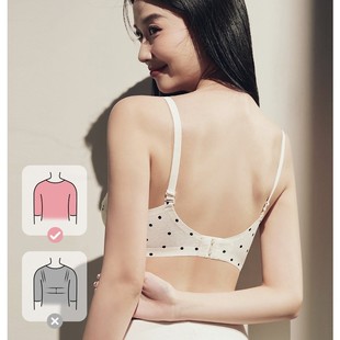 小胸聚拢内衣女显大无钢圈波点文胸罩套装 不空杯防下垂双肩带美背