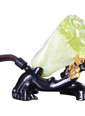 岫玉白菜摆件天然玉石雕刻工艺品