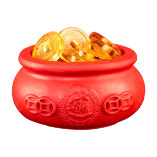 聚宝盆摆件天然朱砂家居装饰工艺品大红色客厅办公室店铺开业礼品