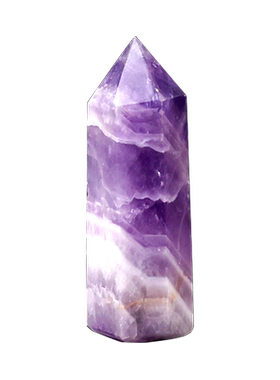 水晶柱原石黄白粉紫色六棱柱摆件