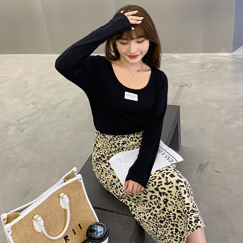 LABELED LONG-SLEEVED THIN U-NECK KNITTED BASE SHIRT 61438 [NON-RETURNABLE FOR SPECIAL PRODUCTS]