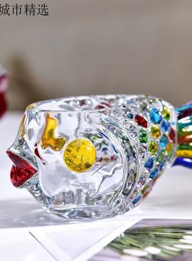 创意小号鱼形器皿水培绿萝花器桌面摆件客厅养育彩绘纯手工