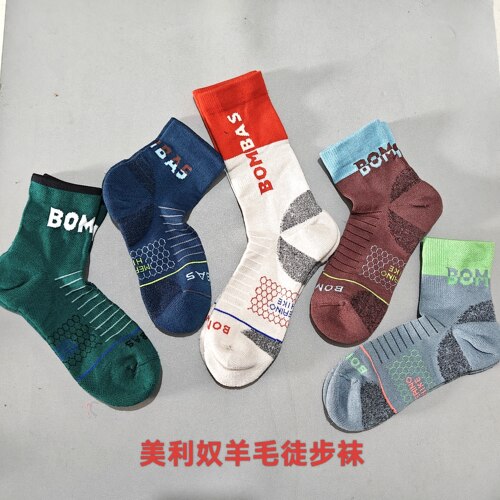 Bombas小蜜蜂薄款美利奴羊毛袜春夏户外徒步登山运动男女中筒袜