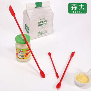 二合一双头迷你硅胶刮刀勺套装加长化妆品小尖果酱料瓶壁抹刀小号