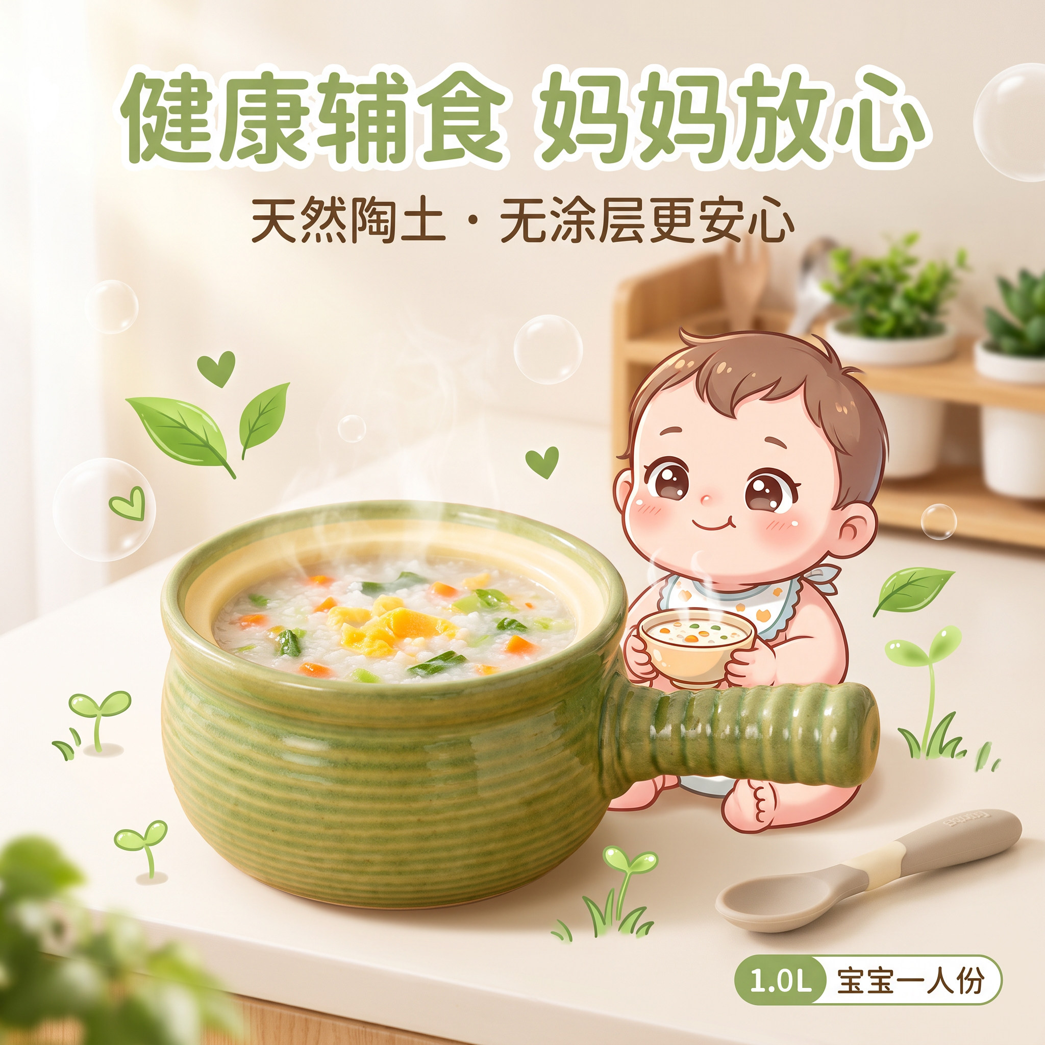 【天然陶土健康宝宝辅食小砂锅】图片