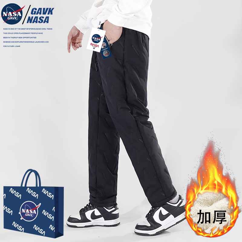 NASA GAVK2023新款百搭男女同款加厚情侣潮牌九分运动修身裤子男