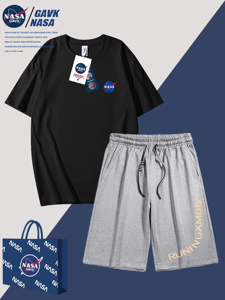 NASA GAVK2023 COTTON UNI VERSATILE FASHION BRAND SUIT TOPS AND SHORTS VERSATILE FASHION BRAND COUPLES