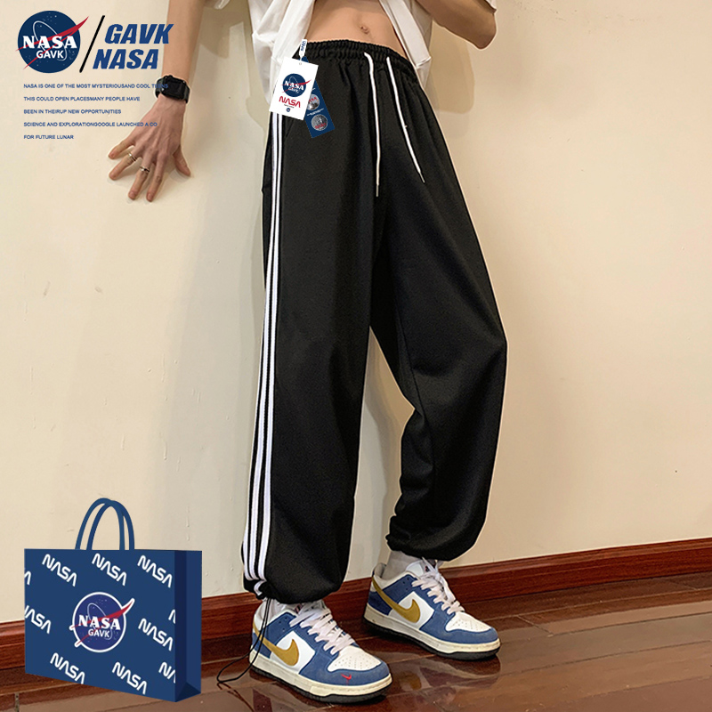 NASA GAVK潮流直通男女同款夏季薄款潮牌修身情侶褲子女運動長褲_gavk旗艦店_男裝