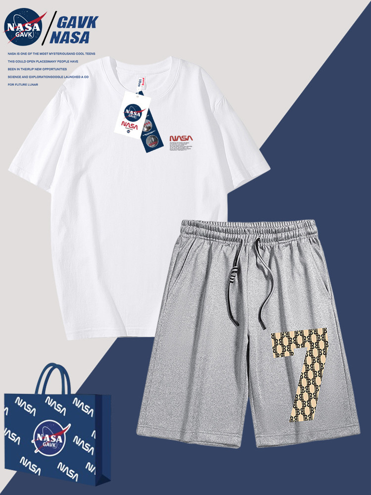 NASA GAVK2023 COTTON UNI VERSATILE FASHION BRAND SUIT TOPS AND SHORTS VERSATILE FASHION BRAND COUPLES