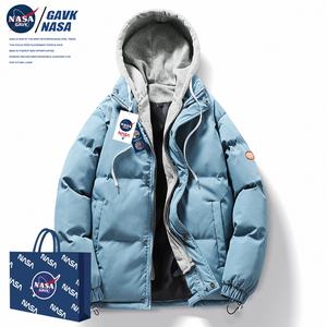 NASA GAVK2024秋冬季百搭潮牌情侣加厚男女同款拼色袄子运动棉衣