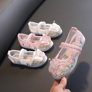 大儿童布鞋 搭配古装 女童老北京绣花鞋 夏季 舞蹈宝宝布鞋 古风汉服鞋