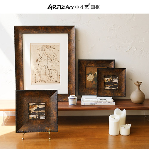 可定制尺寸|中古实木复古画框国画拼图装裱挂墙油画外框A4空相框
