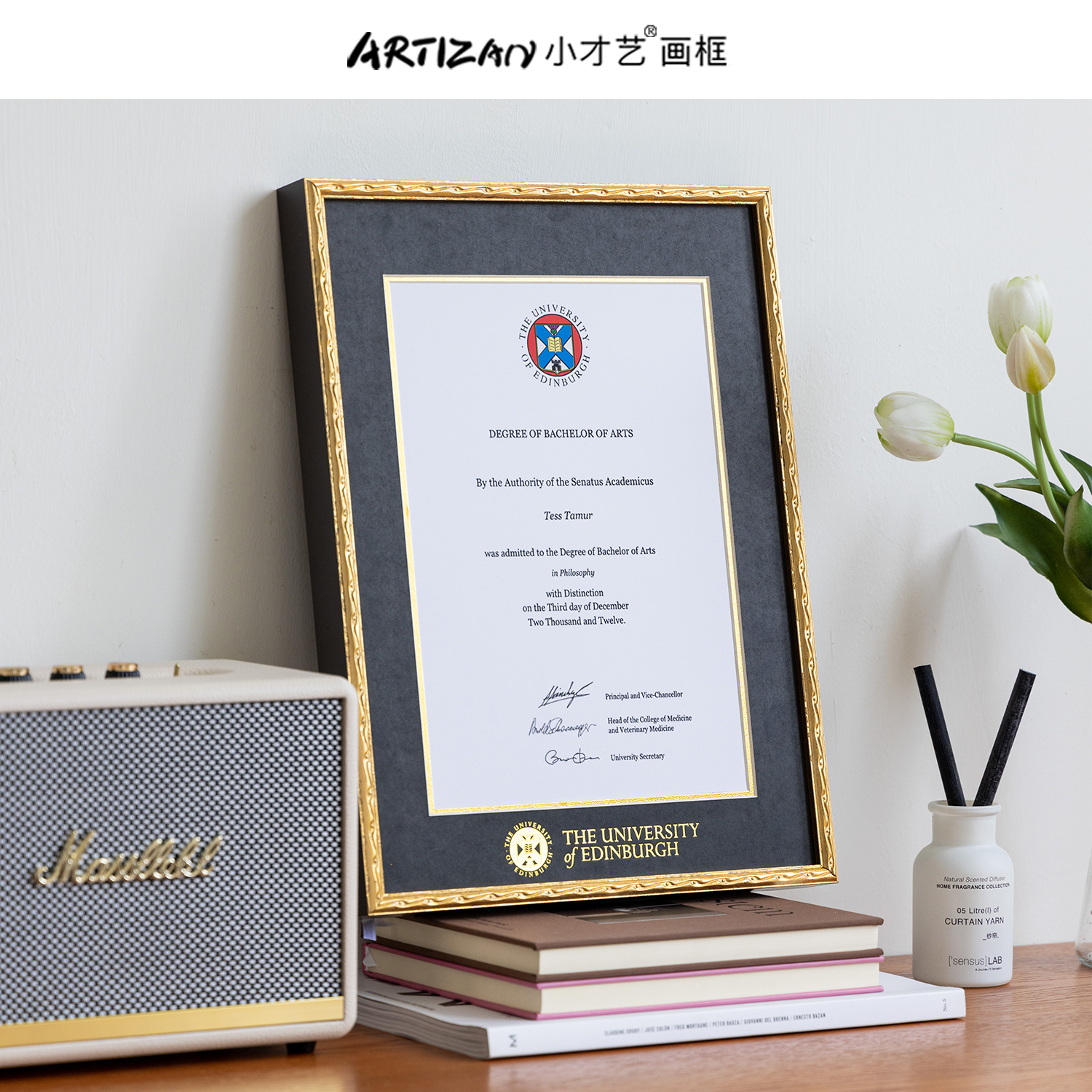 澳州美国毕业相框铝合金证书装裱展示框墨尔本大学烫金LOGO定制