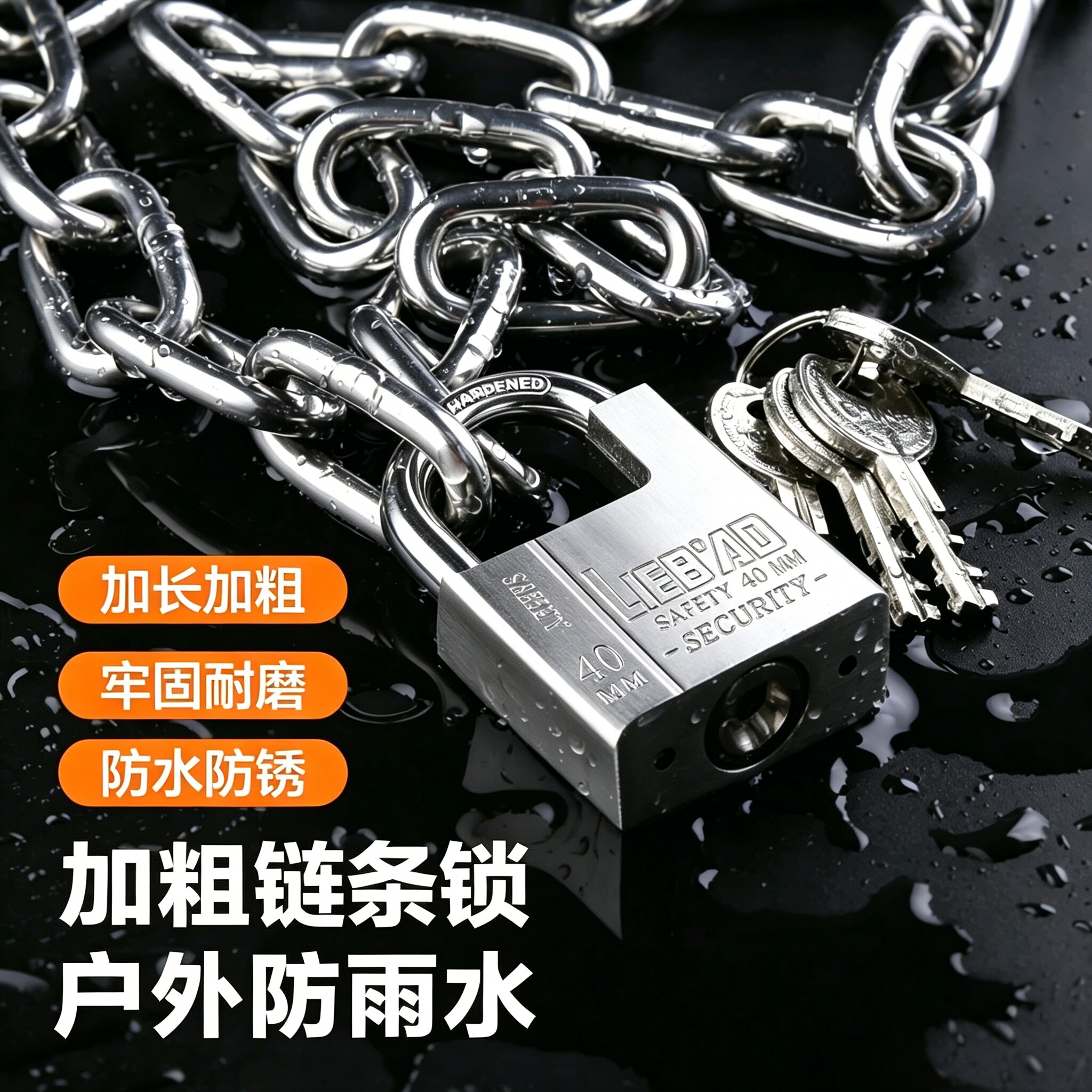 链条锁铁锁链条防盗链子锁加粗加长锁自行车电动车挂锁铁环门锁具