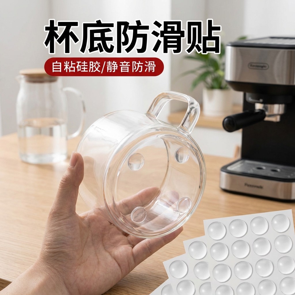 杯底防滑贴底座防磨贴家用门把手柜门门后防磕碰墙贴冰箱门防撞贴,收纳整理,桌脚垫,淘宝优惠券,粉丝福利购,淘宝优惠卷