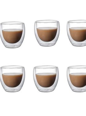 5 Sizes 6 Pack Clear Double Wall Glass Coffee Mugs Insulated