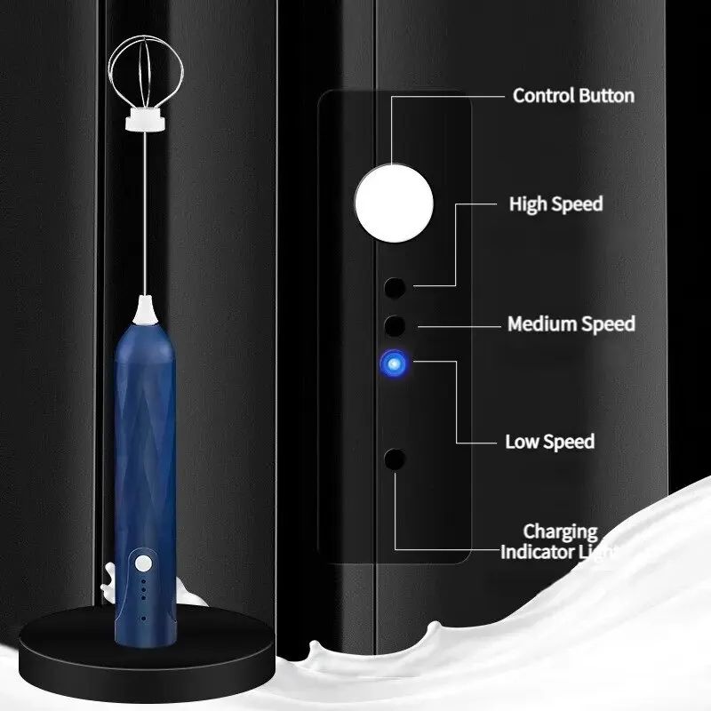 1 PCS Electric Egg Beater 3 Speeds Milk Frother Portable USB