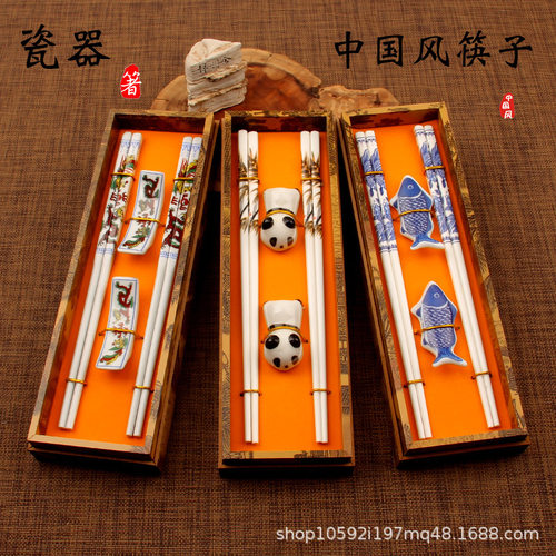 Ceramic Chopsticks Gift Box Chinese Style Gift Travel Commem