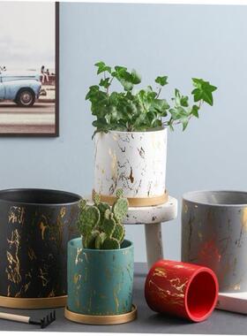 flowerpot ceramic simple large indoor plant pot with tray