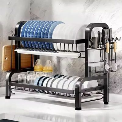 Dish Drying Rack 2-Tier Compact Kitchen Dish Rack Drainboard