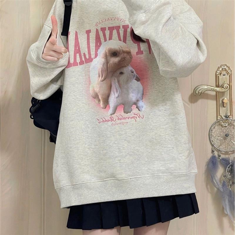 美式复古oversize狗狗卫衣女秋冬厚款2025新款宽松百搭慵懒风上衣