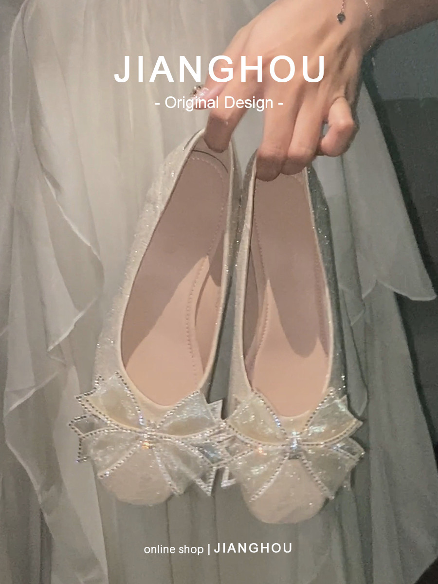 真皮~匠逅女鞋3cm高跟鞋低跟舒适伴娘鞋配旗袍淑女风单鞋秋冬百搭