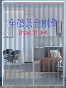新型金刚网全磁条防蚊门帘家用免打孔魔术贴砂门磁自吸隔断门帘