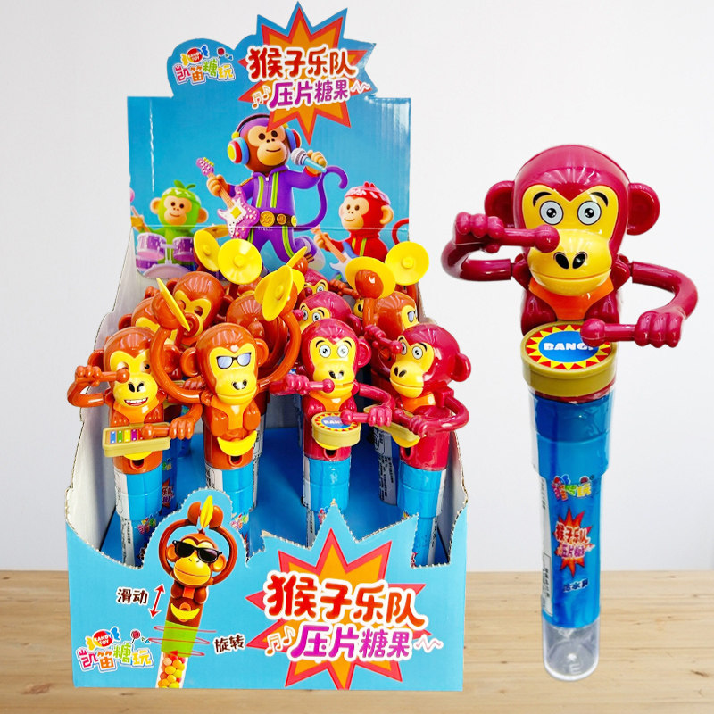 儿童创意搞怪猴子拍手打鼓敲打乐队糖果玩具送小孩礼物糖果批发