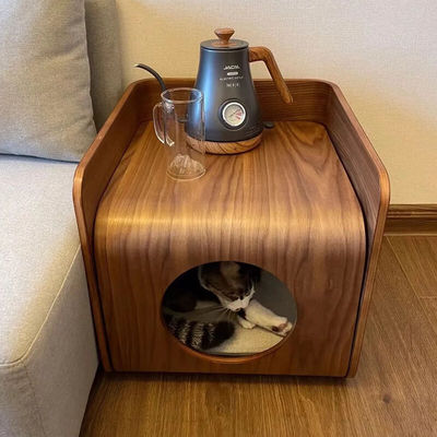 猫窝床头柜一体夏季茶几边几人猫共用实木家具猫别墅四季通用分体