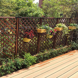 网格护栏围栏防腐木栅栏庭院装饰户外花园室外篱笆隔断爬藤木花架
