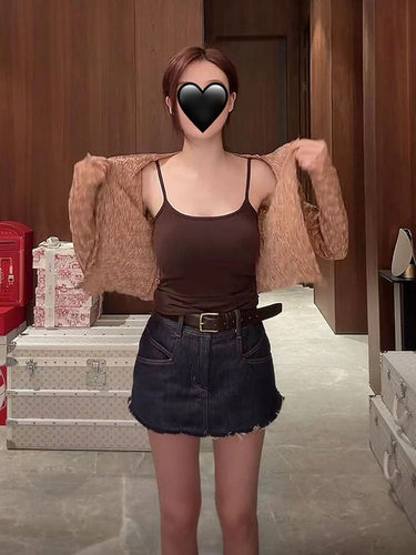 牛仔毛边半身裙女温婉同款