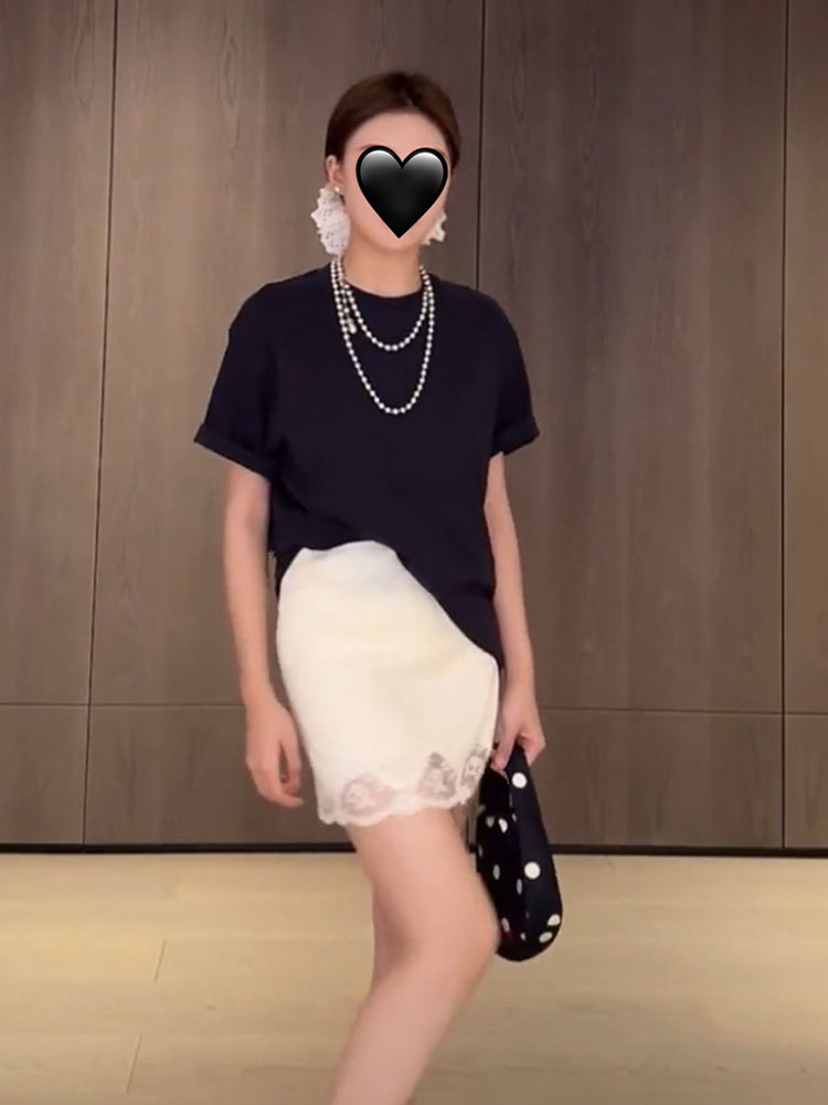 蕾丝白色短裙女温婉同款