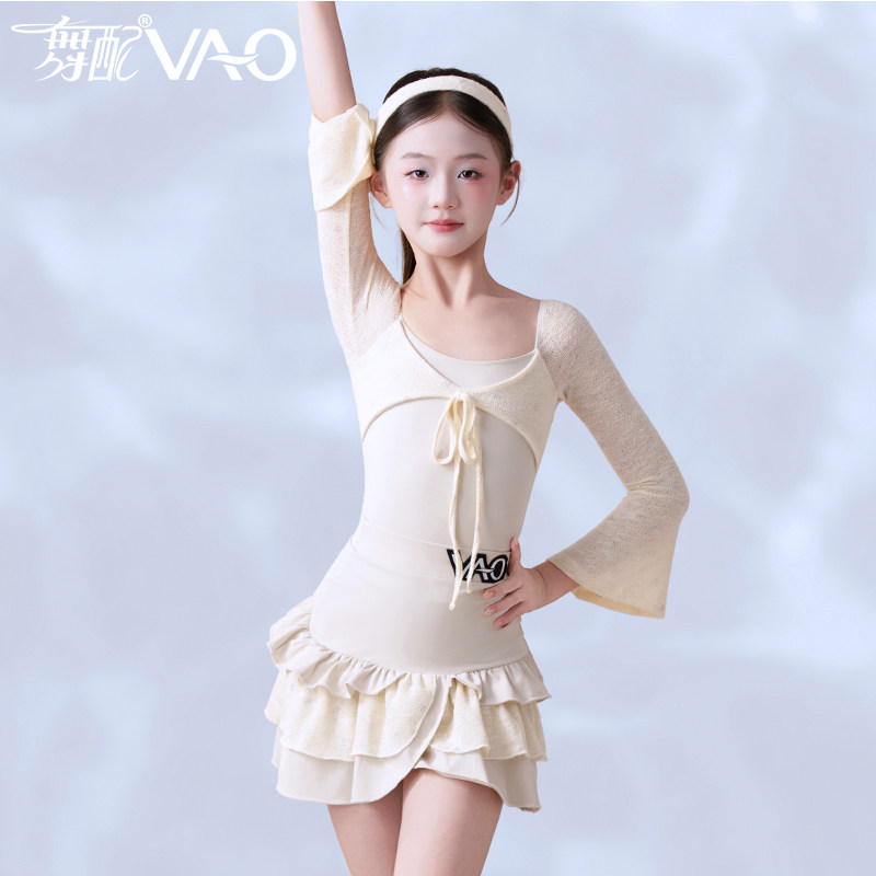 舞配2026女童拉丁荷叶边表演服