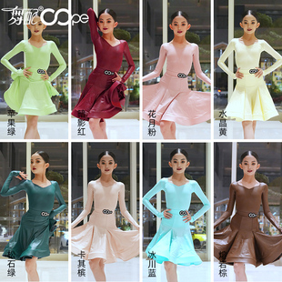 oope舞配赛服仿皮长袖儿童拉丁舞规定服2026新款专业比赛拉丁舞服