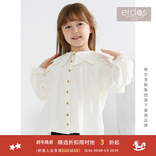 儿童娃娃领纯色白公主可爱衬衫 erdosKIDS 鄂尔多斯童装