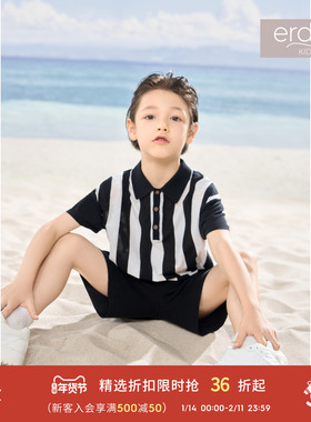 春夏精纺全棉纱线柔软儿童Polo衫短袖上衣 erdosKIDS鄂尔多斯童装