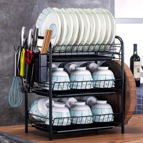 厨房多功能置物架碗筷沥水收纳筐客厅落地放置架多层调料品收纳架