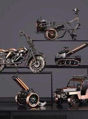 工业风手工铁艺摩托车模型摆件客厅酒柜电视柜装饰品创意家居摆设